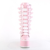 Vegan 9 cm DAMNED-318 plateforme bottes alternative  boucles rose
