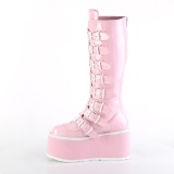 Vegan 9 cm DAMNED-318 plateforme bottes alternative  boucles rose