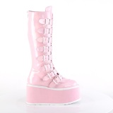 Vegan 9 cm DAMNED-318 plateforme bottes alternative  boucles rose