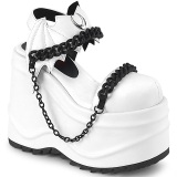 Vegan Blanc 15 cm Demonia WAVE-20 lolita sandale talon compens plateforme