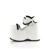 Vegan Blanc 15 cm Demonia WAVE-20 lolita sandale talon compens plateforme