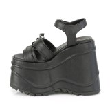Vegan Noir 15 cm Demonia WAVE-13 lolita sandale talon compens plateforme