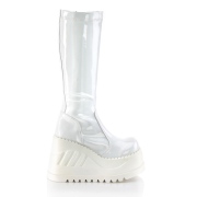 Vegan blanc 12 cm STOMP-200 bottes compenses plateforme cyberpunk