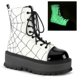 Vegan blanc 5 cm SLACKER-88 bottines demonia plateforme
