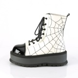 Vegan blanc 5 cm SLACKER-88 bottines demonia plateforme