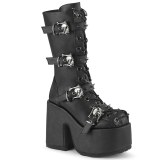 Vegan noires 13 cm CAMEL-115 bottes plateforme chunky talons pais