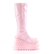 Vegan rose 12 cm STOMP-200 bottes compenses plateforme cyberpunk