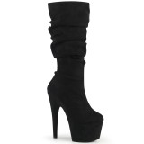 Vegan suede 18 cm ADORE-1061 bottes plateforme de pole dance en noir