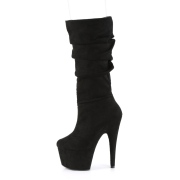 Vegan suede 18 cm ADORE-1061 bottes plateforme de pole dance en noir