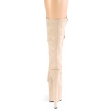 Vegan suede 20 cm FLAMINGO-1050FS bottes plateforme de pole dance en beige