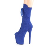 Vegan suede 20 cm FLAMINGO-1050FS bottes plateforme de pole dance en bleu