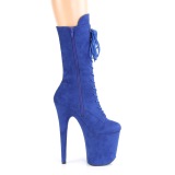 Vegan suede 20 cm FLAMINGO-1050FS bottes plateforme de pole dance en bleu