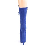 Vegan suede 20 cm FLAMINGO-1050FS bottes plateforme de pole dance en bleu