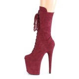 Vegan suede 20 cm FLAMINGO-1050FS bottes plateforme de pole dance en bordo