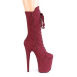 Vegan suede 20 cm FLAMINGO-1050FS bottes plateforme de pole dance en bordo