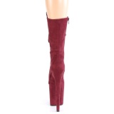 Vegan suede 20 cm FLAMINGO-1050FS bottes plateforme de pole dance en bordo