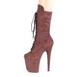 Vegan suede 20 cm FLAMINGO-1050FS bottes plateforme de pole dance en brun