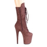 Vegan suede 20 cm FLAMINGO-1050FS bottes plateforme de pole dance en brun