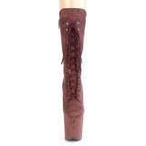 Vegan suede 20 cm FLAMINGO-1050FS bottes plateforme de pole dance en brun