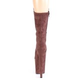 Vegan suede 20 cm FLAMINGO-1050FS bottes plateforme de pole dance en brun