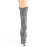 Vegan suede 20 cm FLAMINGO-1050FS bottes plateforme de pole dance en gris