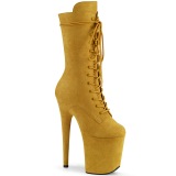 Vegan suede 20 cm FLAMINGO-1050FS bottes plateforme de pole dance en jaune