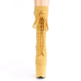 Vegan suede 20 cm FLAMINGO-1050FS bottes plateforme de pole dance en jaune