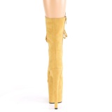 Vegan suede 20 cm FLAMINGO-1050FS bottes plateforme de pole dance en jaune