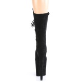 Vegan suede 20 cm FLAMINGO-1050FS bottes plateforme de pole dance en noir