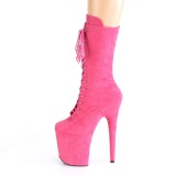 Vegan suede 20 cm FLAMINGO-1050FS bottes plateforme de pole dance en pink