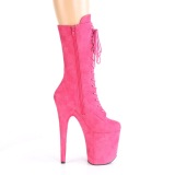 Vegan suede 20 cm FLAMINGO-1050FS bottes plateforme de pole dance en pink