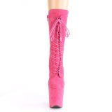 Vegan suede 20 cm FLAMINGO-1050FS bottes plateforme de pole dance en pink