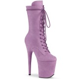 Vegan suede 20 cm FLAMINGO-1050FS bottes plateforme de pole dance en pourpre