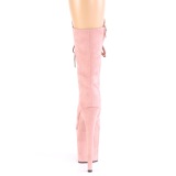 Vegan suede 20 cm FLAMINGO-1050FS bottes plateforme de pole dance en rose