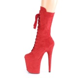 Vegan suede 20 cm FLAMINGO-1050FS bottes plateforme de pole dance en rouge