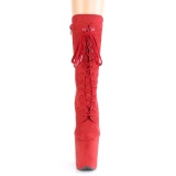 Vegan suede 20 cm FLAMINGO-1050FS bottes plateforme de pole dance en rouge