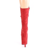 Vegan suede 20 cm FLAMINGO-1050FS bottes plateforme de pole dance en rouge