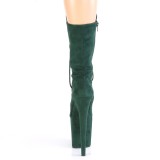 Vegan suede 20 cm FLAMINGO-1050FS bottes plateforme de pole dance en vert