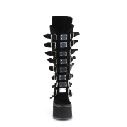 Velours 14 cm SWING-815 plateforme bottes alternative  boucles noires