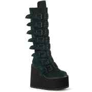 Velours 14 cm SWING-815 plateforme bottes alternative  boucles vertes