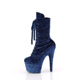 Velours 18 cm ADORE-1045VEL bottines  talons aiguilles bleues + protection