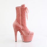 Velours 18 cm ADORE-1045VEL bottines  talons aiguilles rose + protection