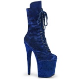 Velours 18 cm FLAMINGO-1045VEL bottines  talons aiguilles bleues