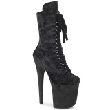 Velours 18 cm FLAMINGO-1045VEL bottines  talons aiguilles noirs