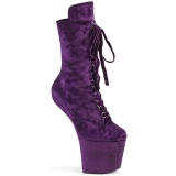 Velours 18 cm heelless CRAZE-1045VEL bottines  talons pony pourpre