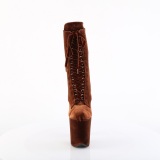 Velours 20 cm FLAMINGO-1045VEL bottines  talons aiguilles brun + protection