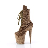 Velours 20 cm FLAMINGO-1045VEL bottines  talons aiguilles khaki + protection