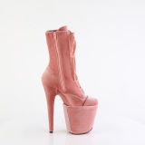 Velours 20 cm FLAMINGO-1045VEL bottines  talons aiguilles rose + protection