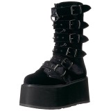 Velours 9 cm DAMNED-225 plateformes bottes  boucles pour femmes