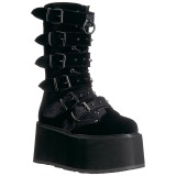 Velours 9 cm DAMNED-225 plateformes bottes  boucles pour femmes
